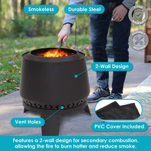 20 in Heavy-Duty Steel Smokeless Fire Pit - Black