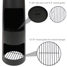 Heavy-Duty Steel Chiminea Fire Pit with Log Storage - 49 in