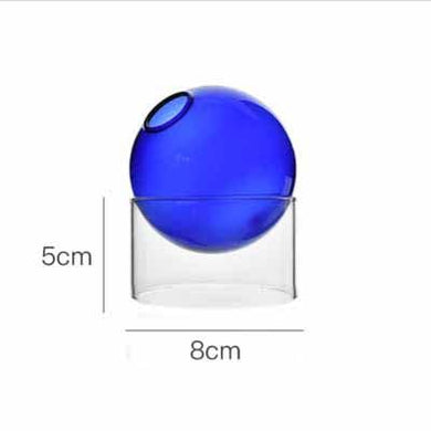 Creative Colorful Spherical Glass Vase: Blue / Short