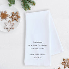 Christmas Is A Time For Peace, Joy And Love - Tea Towel: RED