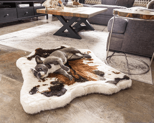 PupRug™ Animal Print Memory Foam Dog Bed - Brown Faux Cowhide: Original (55" L x 50" W)