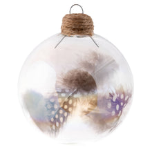 Feather Filled Glass Clear Ornament: Ball