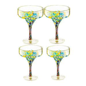 Mexican Design Hand Blown Margarita Glass – Set of 4 Luxury