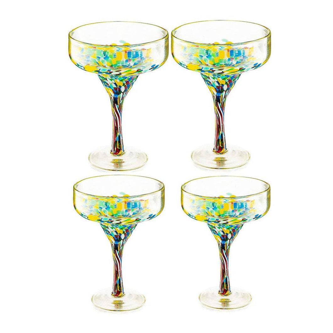 Mexican Design Hand Blown Margarita Glass – Set of 4 Luxury