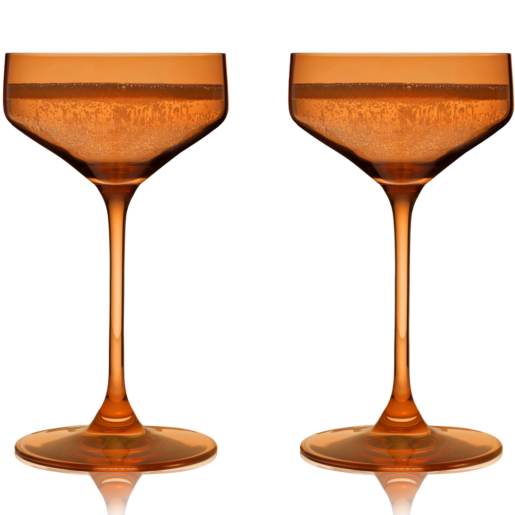 Reserve Nouveau European Crystal Coupes - Amber - Set of 2