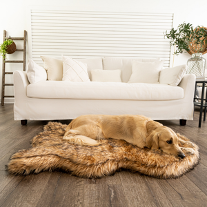 PupRug by Paw.com™ Faux Fur Orthopedic Dog Bed - Curve Sable Tan: Large (50" L x 30" W)