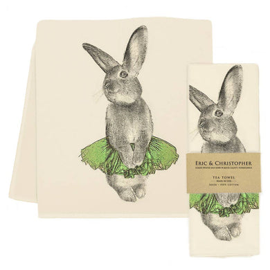Bunny Tutu Tea Towel - Green