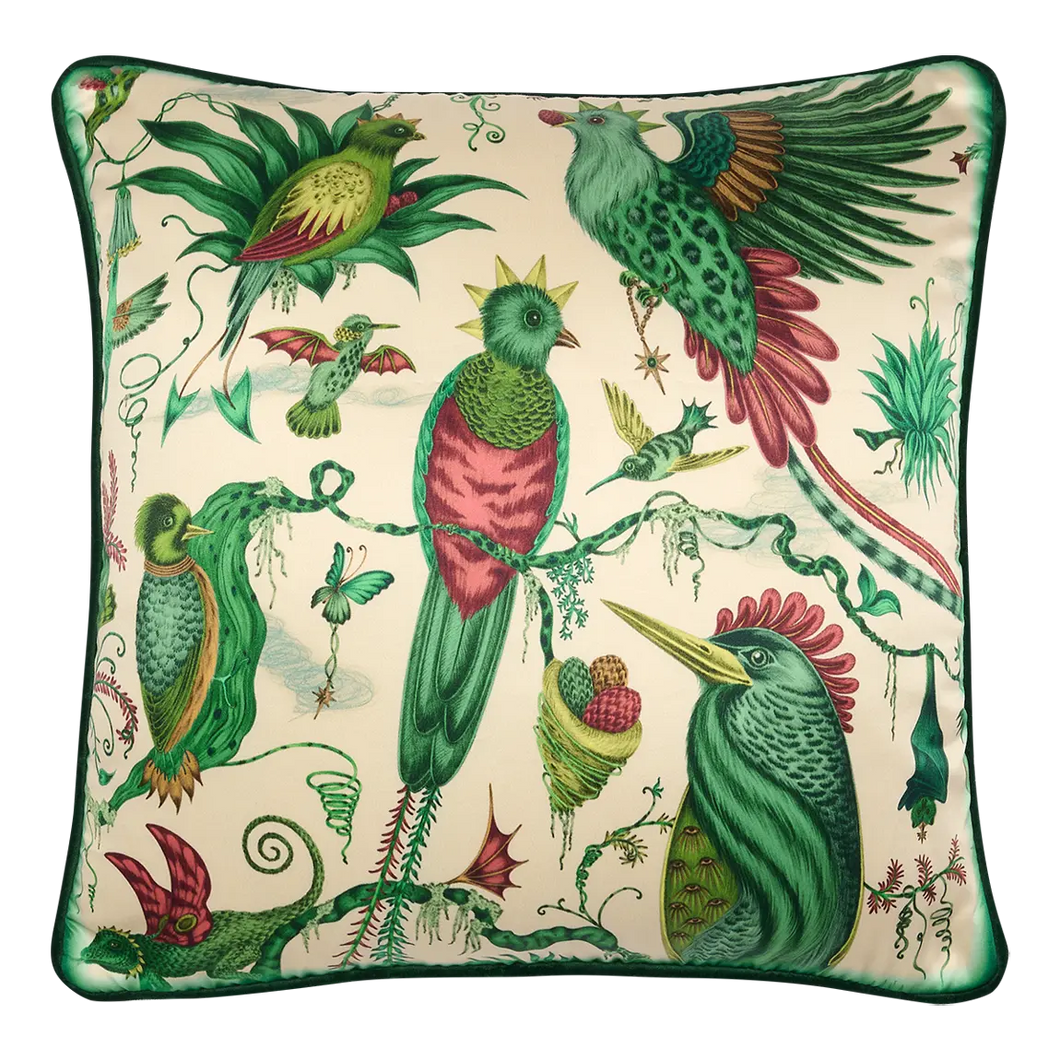 Quetzal Silk Cushion: Ivory