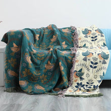Reversible Scandinavian Bird Throw Blanket: King (230 x 250cm / 91 x 98in)