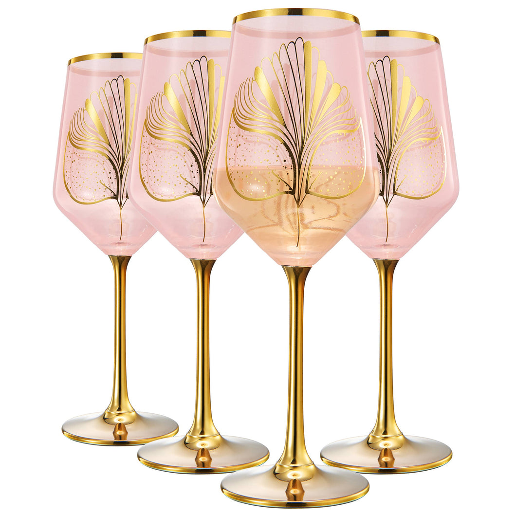 Gatsby Roaring 1920s Colored Wine Glass, 4 Set, Blush Pink