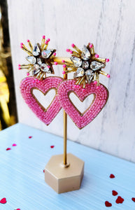 Pink Beaded Open Hearts