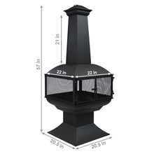 Steel Wood-Burning Chiminea with Log Grate/Poker - 57 in