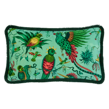 Quetzal Luxury Velvet Bolster Cushion: Aqua