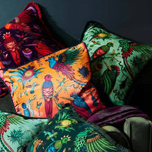 Quetzal Luxury Velvet Cushion: Aqua