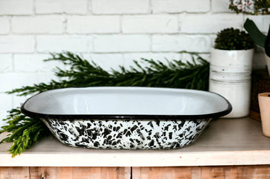 Black Splatter Enamelware Baking Dish