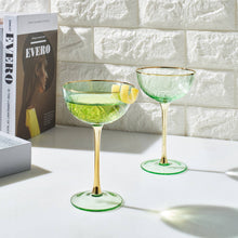 Vintage Art Deco Coupe Glasses | Set of 2 | Green