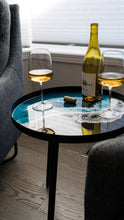 Resin Accented Side Table - Caribbean Blue