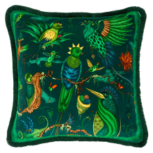 Quetzal Luxury Velvet Cushion: Aqua