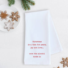 Christmas Is A Time For Peace, Joy And Love - Tea Towel: RED