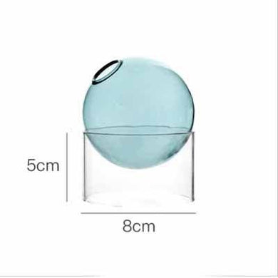 Creative Colorful Spherical Glass Vase: Light Blue / Short