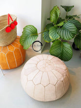 Moroccan Leather Foot Stool Ottoman, Handmade Pouf, Moroccan: I