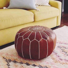 Moroccan Leather Foot Stool Ottoman, Handmade Pouf, Moroccan: I