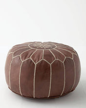 Moroccan Leather Foot Stool Ottoman, Handmade Pouf: F