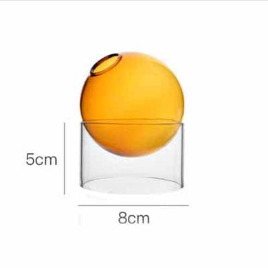 Creative Colorful Spherical Glass Vase: Orange / Short