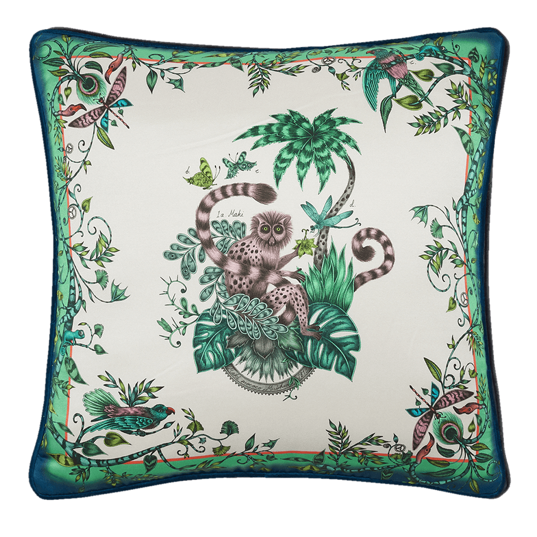 Lemur Silk Cushion: Jungle