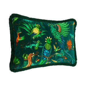 Quetzal Luxury Velvet Bolster Cushion: Aqua