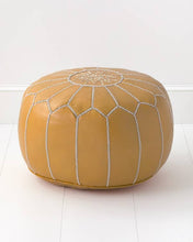 Moroccan Leather Foot Stool Ottoman, Handmade Pouf: F