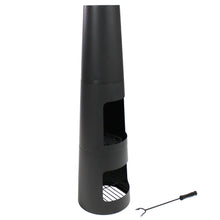 Heavy-Duty Steel Chiminea Fire Pit with Log Storage - 49 in
