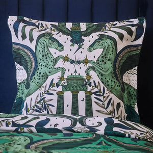 Odyssey Square Pillowcase: Peacock/White / 2