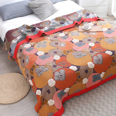 Colorful Persimmon Quilt: Large (230 x 250 cm/90.6x 98.4 in)