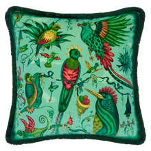 Quetzal Luxury Velvet Cushion: Aqua