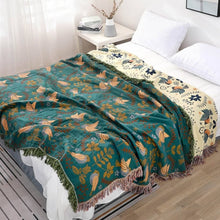 Reversible Scandinavian Bird Throw Blanket: King (230 x 250cm / 91 x 98in)