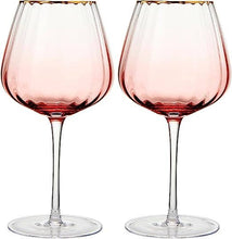Pink Ribbed Balloon Shaped Wine Glassware | Set of 2 | 19.25