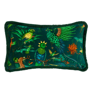 Quetzal Luxury Velvet Bolster Cushion: Aqua