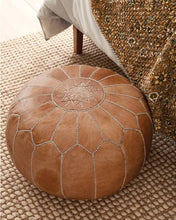 Moroccan Leather Foot Stool Ottoman, Handmade Pouf: F