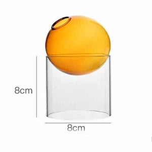 Creative Colorful Spherical Glass Vase: Orange / Short