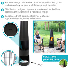 Heavy-Duty Steel Chiminea Fire Pit with Log Storage - 49 in