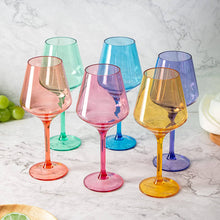 Unbreakable Colored Stemmed Acrylic Wine Glasses Set of 6