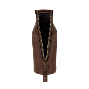 Campaign Leather Bottle Koozie: Smoke