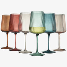 Ribbed Colored Wine Glasses, Muted, Set of 6