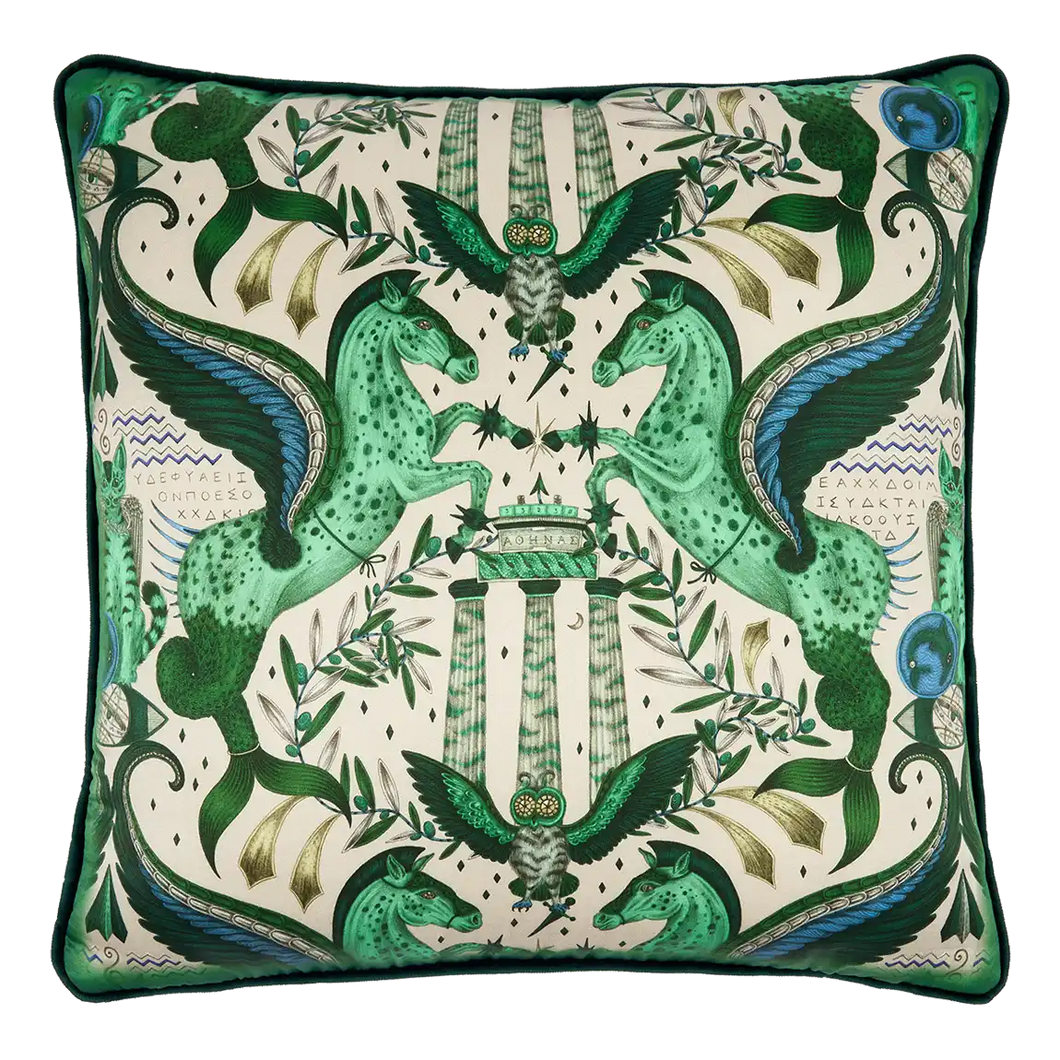 Odyssey Silk Cushion: Emerald