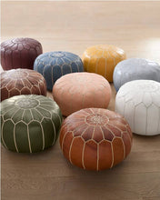 Moroccan Leather Foot Stool Ottoman, Handmade Pouf: F