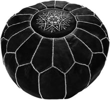 Moroccan Leather Foot Stool Ottoman, Handmade Pouf, Moroccan: E