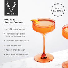 Reserve Nouveau European Crystal Coupes - Amber - Set of 2