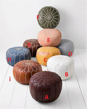 Moroccan Leather Foot Stool Ottoman, Handmade Pouf: F