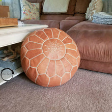 Moroccan Leather Foot Stool Ottoman, Handmade Pouf, Moroccan: E